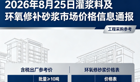 平泉2026年8月25日灌浆料及环氧修补砂浆市场价格信息通报